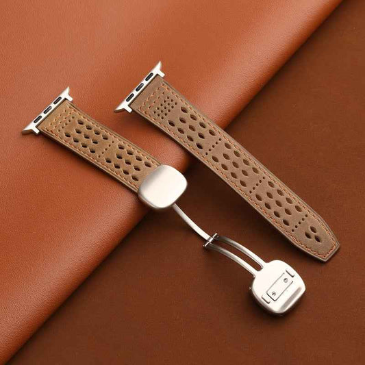 Breathable Perforated Leather Strap For Apple Watch
