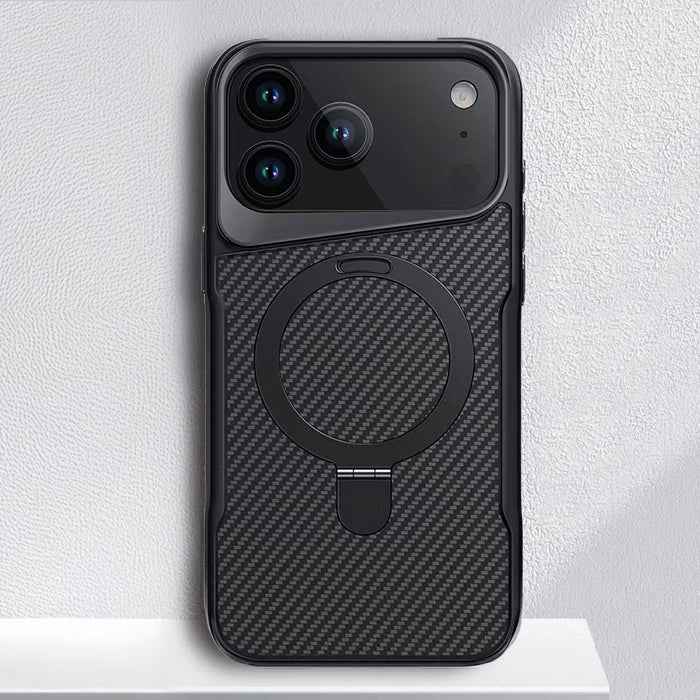 Thomas - Armor Magnetic Carbon Fiber Case met Draaibare Bracket voor iPhone