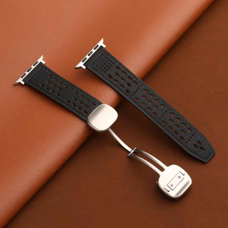 Breathable Perforated Leather Strap For Apple Watch