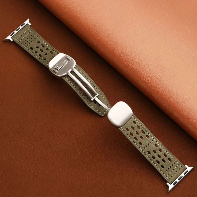 Breathable Perforated Leather Strap For Apple Watch