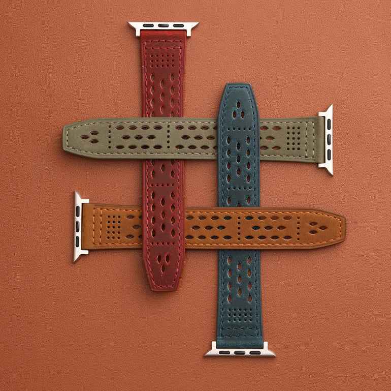 Breathable Perforated Leather Strap For Apple Watch