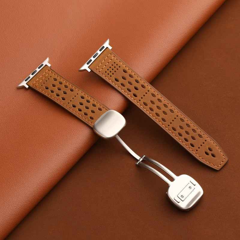 Breathable Perforated Leather Strap For Apple Watch