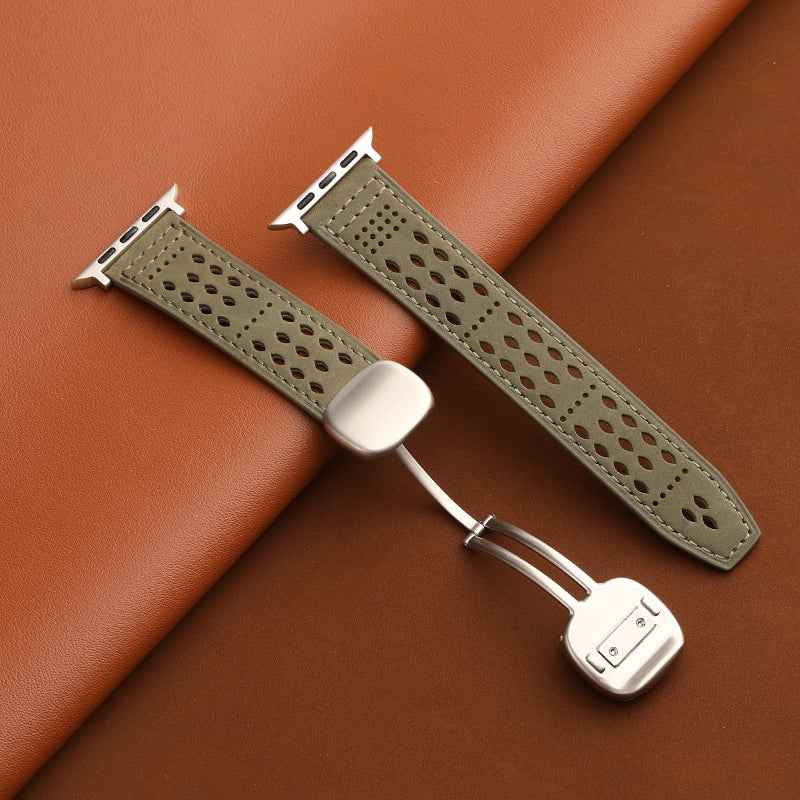 Breathable Perforated Leather Strap For Apple Watch