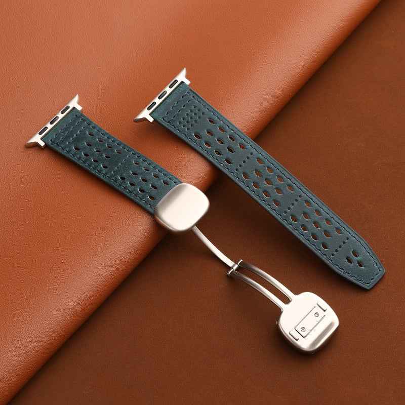 Breathable Perforated Leather Strap For Apple Watch