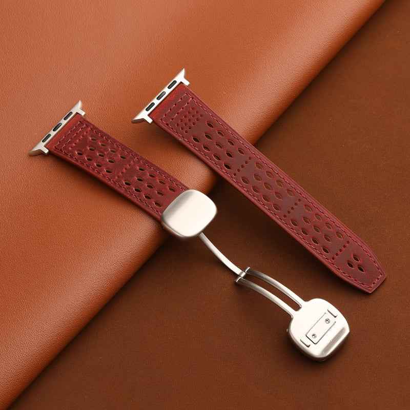 Breathable Perforated Leather Strap For Apple Watch