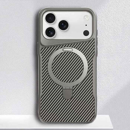 Thomas - Armor Magnetic Carbon Fiber Case met Draaibare Bracket voor iPhone