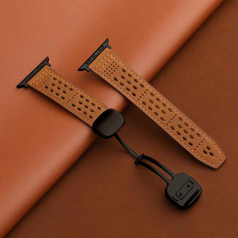 Breathable Perforated Leather Strap For Apple Watch