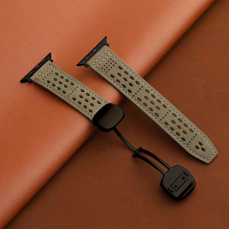 Breathable Perforated Leather Strap For Apple Watch