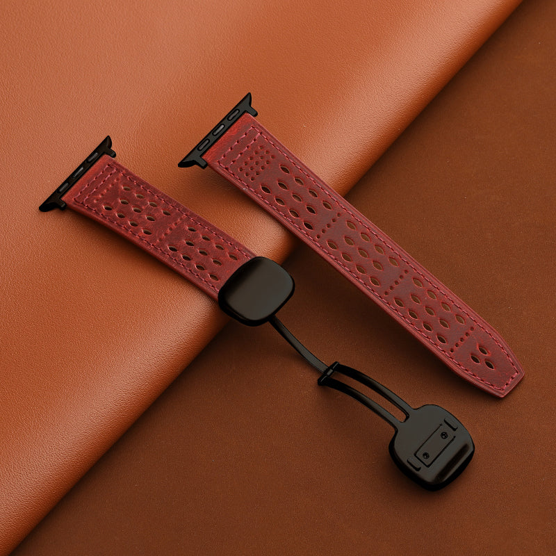 Breathable Perforated Leather Strap For Apple Watch