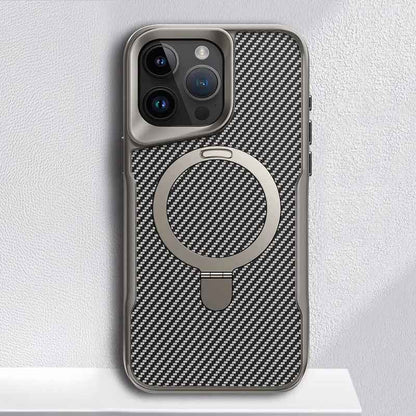 Thomas - Armor Magnetic Carbon Fiber Case met Draaibare Bracket voor iPhone