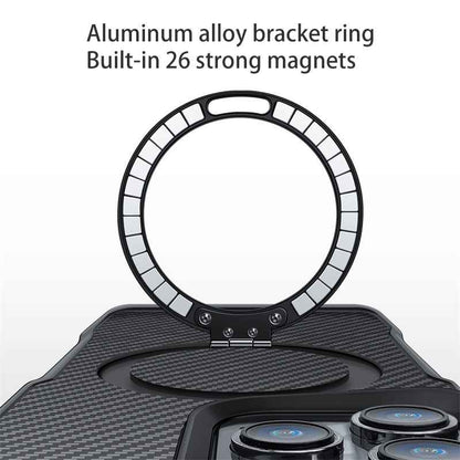Thomas - Armor Magnetic Carbon Fiber Case met Draaibare Bracket voor iPhone