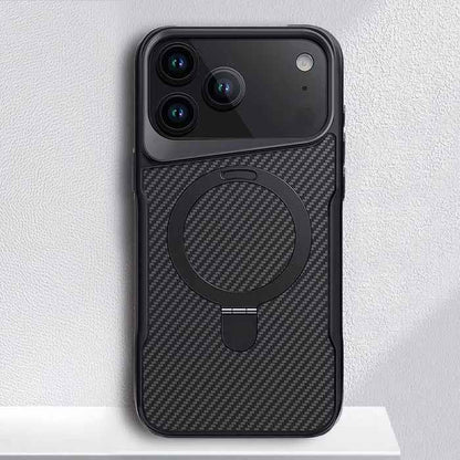 Thomas - Armor Magnetic Carbon Fiber Case met Draaibare Bracket voor iPhone