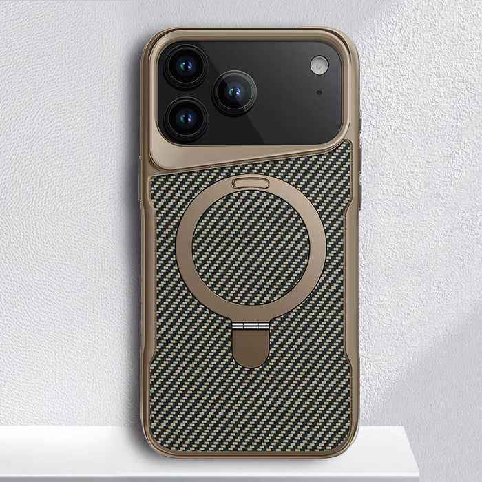 Thomas - Armor Magnetic Carbon Fiber Case met Draaibare Bracket voor iPhone