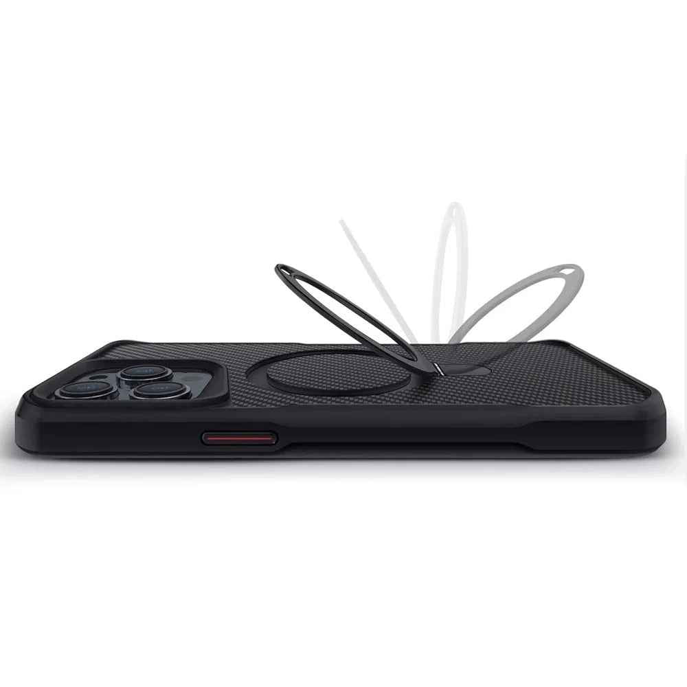 Thomas - Armor Magnetic Carbon Fiber Case met Draaibare Bracket voor iPhone