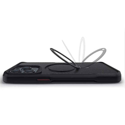Thomas - Armor Magnetic Carbon Fiber Case met Draaibare Bracket voor iPhone