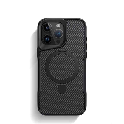 Thomas - Armor Magnetic Carbon Fiber Case met Draaibare Bracket voor iPhone